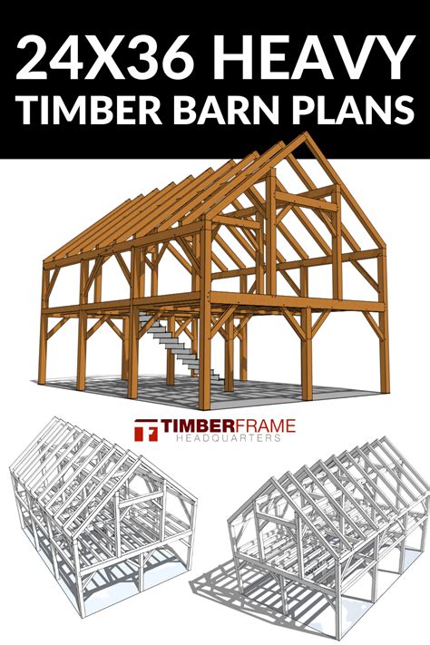 24×36 Heavy Timber Barn Plan Timber Frame Hq Barn Plans Barn Plan