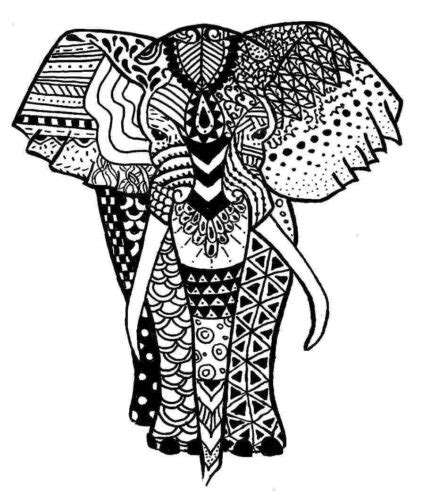 Mandala Elephant Mosaic Coloring Page Turkau