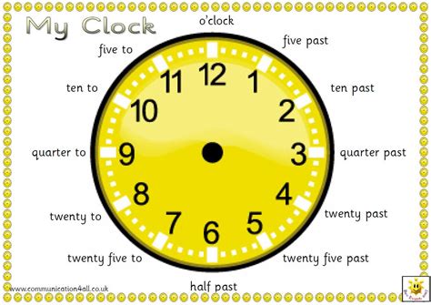 An A4 Pdf Containing 4 Different Clock Faces With Captions In Sassoon