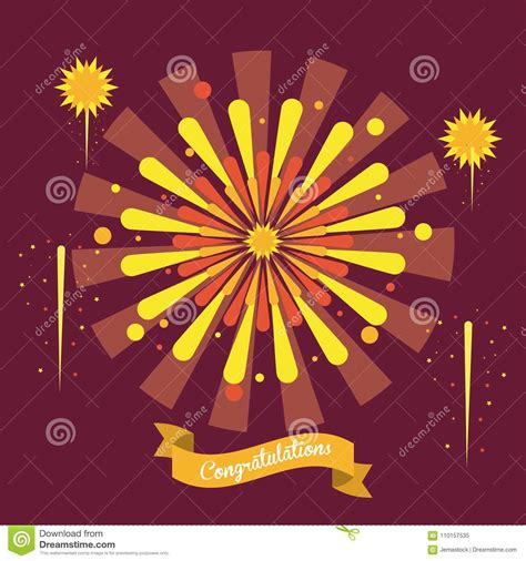 Firework Celebrations And Congratulations Stock Vector Illustration