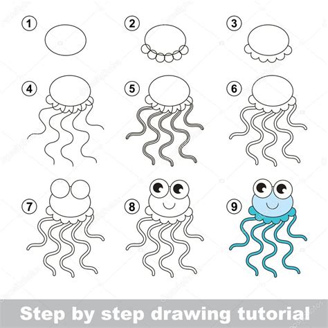 Tutorial De Dibujo Cómo Dibujar Una Medusa Vector De Stock Por ©anna