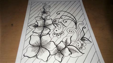 Sketsa Lukisan Corak Batik Bunga Simple Sketsa Bunga Sketsa Motif