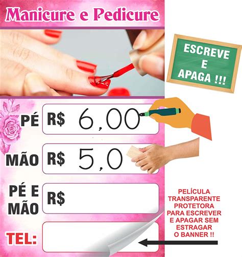 Banner Manicure Pedicure Unhas Tabela De Preços Escreve E Apaga