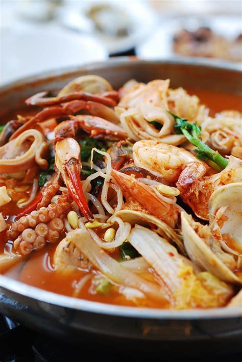 ​the spruce / cara cormack oden is a japanese hot pot dish in which ingredients are slowly simmered in a soy sauce based soup. Haemul Jeongol (Spicy Seafood Hot Pot) - Korean Bapsang ...
