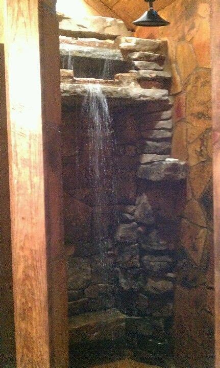 Stone Shower Rustic Bathrooms Waterfall Shower