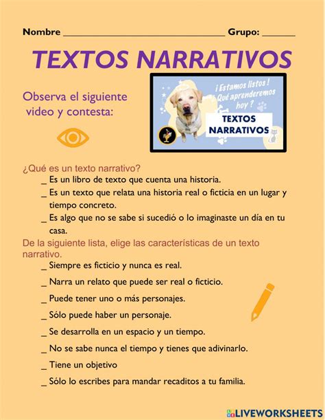 Textos Narrativos Online Exercise