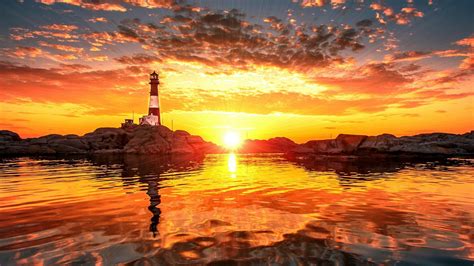 Lighthouse At Sunset 1920 X 1080 2k Wallpaper Sunset Wallpaper