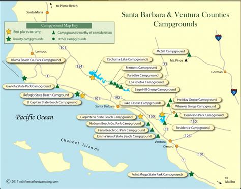 Santa Barbara Ventura Counties Campground Map Regarding Carpinteria