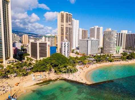 Honolulu Hawaii Aerial Skyline View Honolulu Diamond Head Volcano