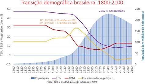 População e transição demográfica no Brasil 1800 2100 Instituto