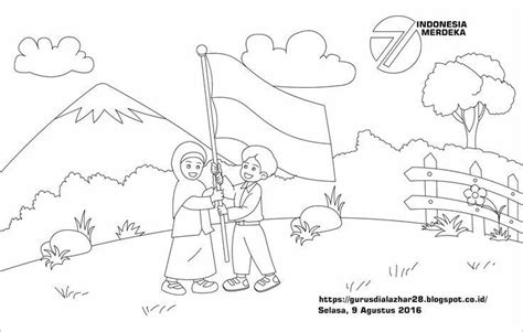 Gambar Mewarnai Cute Mewarnai Sketsa Bendera Kemerdekaan Pramuka Lomba