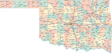 Oklahoma Road Map Oklahoma • Mappery