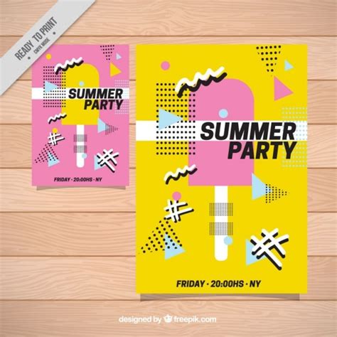 Free Vector Summer Party Poster With Ice Cream