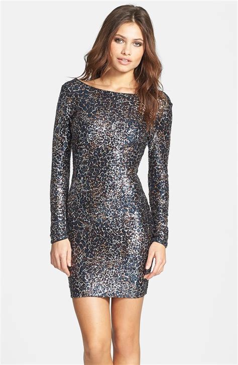 Dress The Population Lola Foiled Sequin Body Con Dress Nordstrom