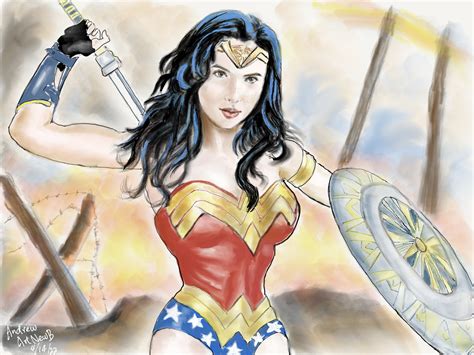 Wonder Woman Rises For Ukraine Expressionist Drawingillustration By