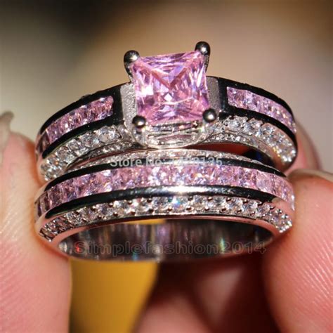 Victoria Wieck Trendy Engagement 10kt White Gold Filled Pink Sapphire