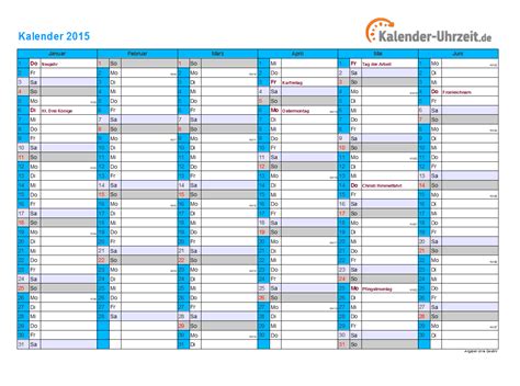 Holen sie sich hier unseren jahreskalender für das jahr 2021. Jahreskalender 2015 - Kalender Plan