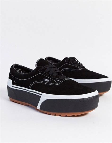 Vans Ua Era Stacked Suede Trainers In Black And Gum Asos Suede