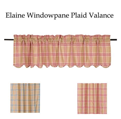 Elaine Windowpane Plaid Scallop Valance