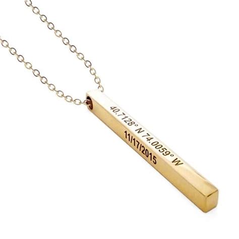 Personalized Vertical Bar Necklace Engraved Datename Bar Necklace Silver Bar Necklace