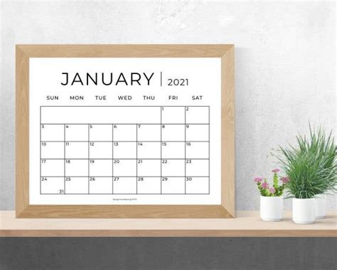 Buy 2021 Calendar Printable Minimalist Printable Calendar 2021 Online