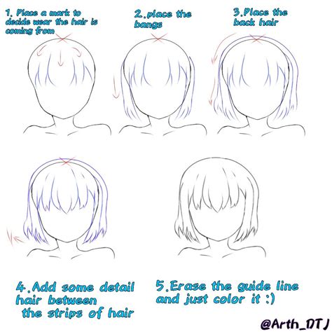 Tutorial On How To Draw Female Anime Hair Step By Step Drawing Hair