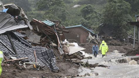 south korea landslides and floods after heavy rain kill at least seven people world news