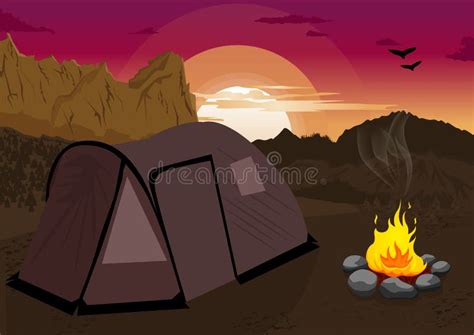 Campfire At Sunset Stock Illustration Illustration Of Flame 49526525