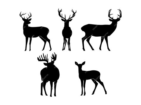 Premium Vector Set Of Deers Silhouette Isolated On A White Background