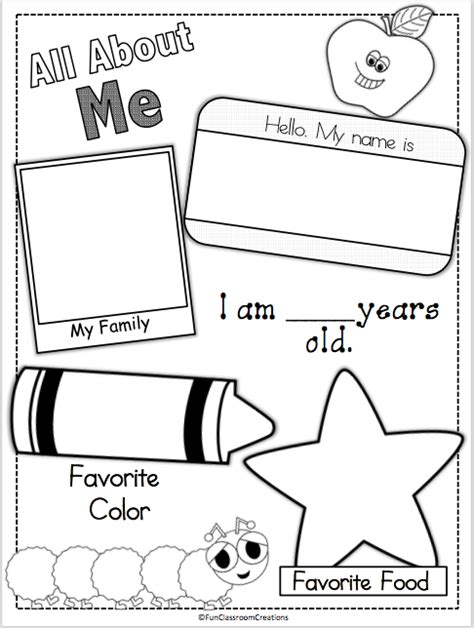 A free prek reading curriculum. All About Me Page - Madebyteachers