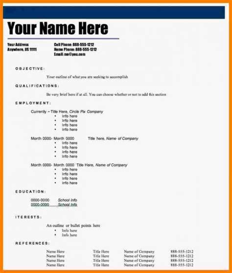 View Blank Resume Template Word Images Infortant Document