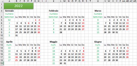 Calendario 2022 In Excel Download