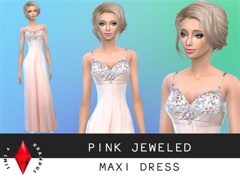 The Sims Resource Pink Maxiprom Dress By Sims 4 Krampus • Sims 4
