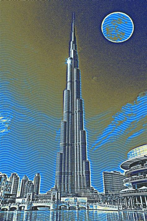 Burj Khalifa Emirates Dubai Travel Poster 3 Painting By Celestial Images