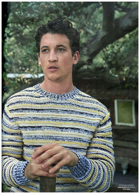 miles teller has a bright moment in a striped dior homme sweater miles teller fantastic four