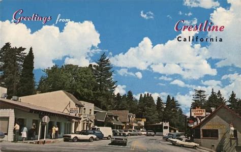 Street Scene Crestline Village California Postcard Crestline