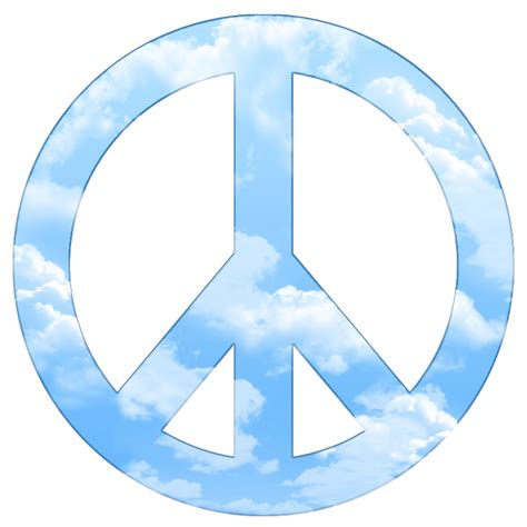 A Blue Peace Sign With Clouds In The Background
