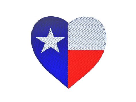 Texas Flag Machine Embroidery Design Texas State Flag Heart Etsy