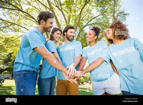 Group Of Volunteer Forming Hands Stack Stock Photo Alamy