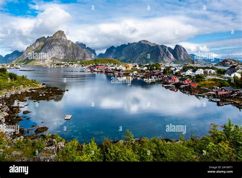 Reinenorwegian Fishing Village At The Lofoten Islands In Norway Stock