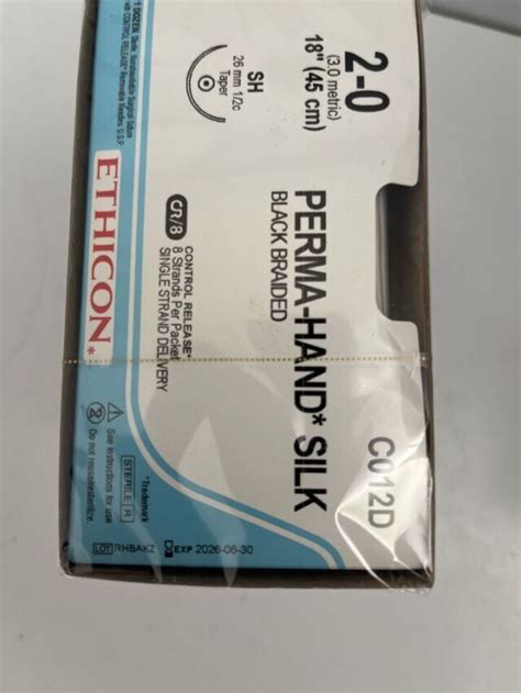 New Ethicon Box Of 12 C012d Perma Hand Silk 2 0 18in Sutures For Sale