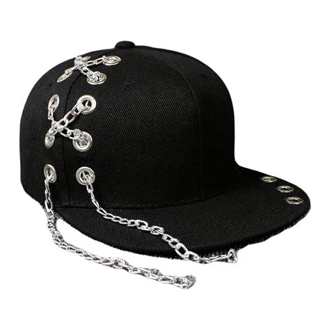 Black Metal Ring Iron Baseball Caps Snapback Adjustable Casual Punk