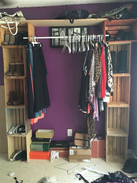 Maybe you would like to learn more about one of these? DIY cloves rack---using wooden crates. Closet rod goes in ...