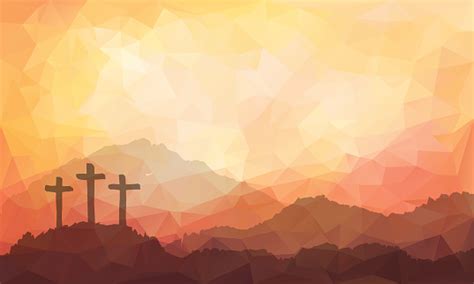 Easter Scene With Cross Jesus Christ Watercolor Vector Illustration