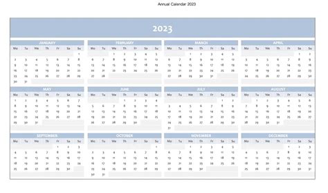 Free Full Year Calendar For 2023 Excel Template