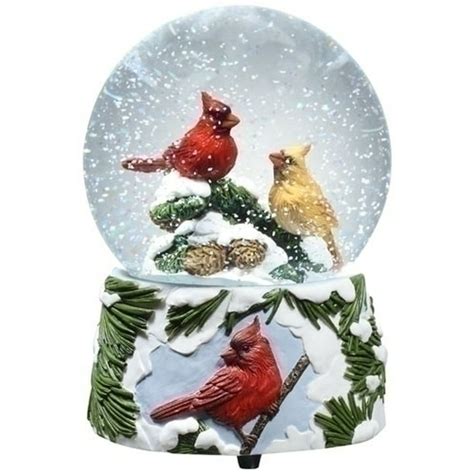 55 Musical Cardinal Bird Christmas Snow Globe Glitterdome Walmart