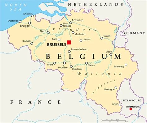Mapa Político De Bélgica — Vetor De Stock © Furian 55385373
