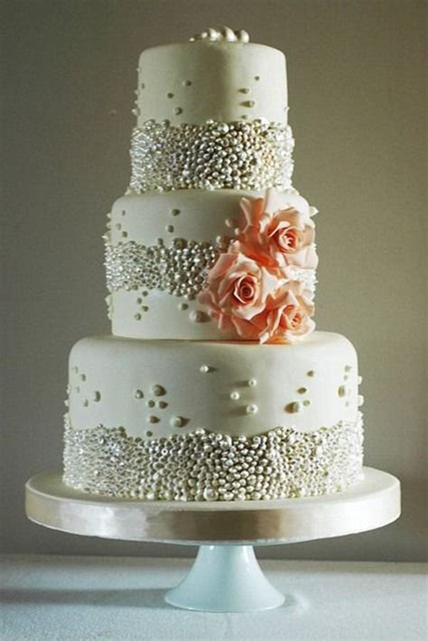 30 Beautiful Three Tier Wedding Cakes 3 Tier Pearls Wedding Cake