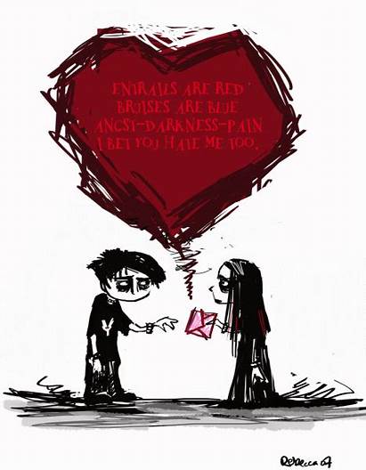 Valentine Gothic Dark Valentines Emo Cartoon Anti