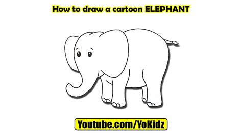 How To Draw Cartoon Elephant For Kids Youtube